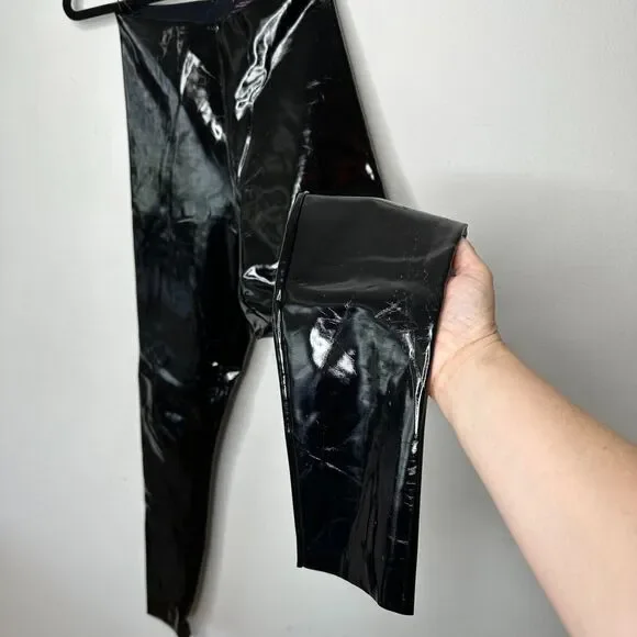 Commando Black Shiny Crackle Faux-Patent Legging High Shine High Rise Stretch SM - Picture 7 of 15